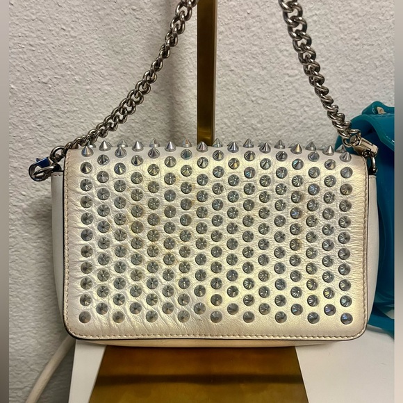 Christian Louboutin Handbags - Christian Louboutin Metallic Silver Spiked Clutch